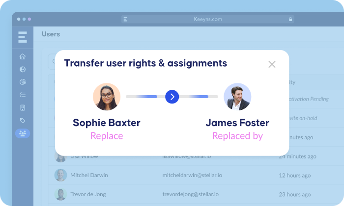 Transfer user rights & assignments